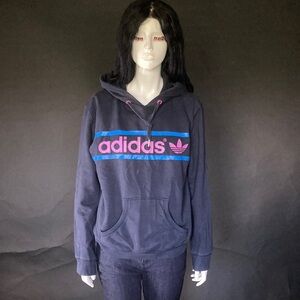 Adidas Dark Blue Hoodie with Pink and Blue Details